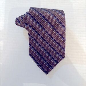 VITALIANO PANCALDI geometric silk tie brown gold blue designer necktie  Italy